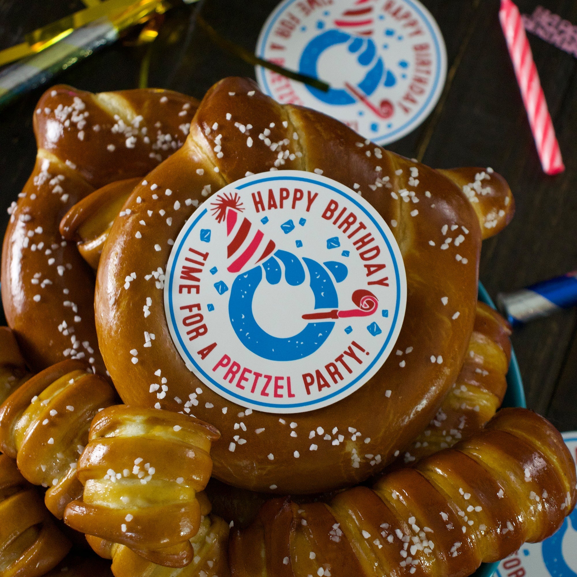 Soft Pretzels, Salts & Sauces Variety Box - Happy Birthday